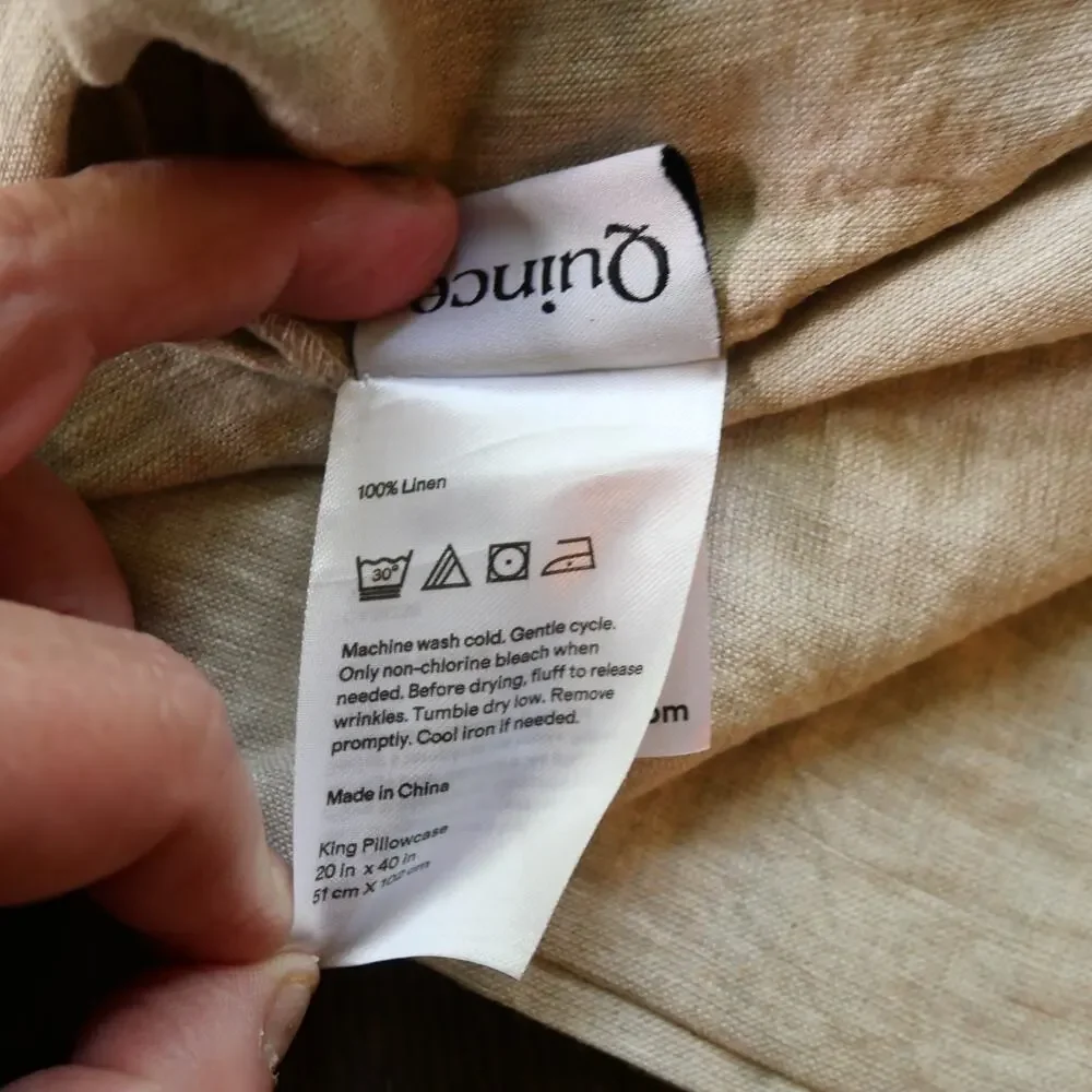 Quince Linen King Pillowcases Set of 2 Sand Tan Brown NEW